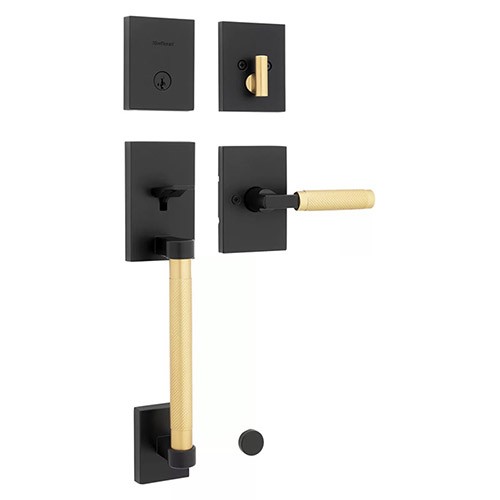 Kwikset Prava Exterior Door Handle Lockset Flat Black - Satin Brass