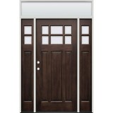 Craftsman 6-Lite Espresso Mahogany Prehung Wood Door Unit with Sidelites and Transom #3306