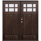 Craftsman 6-Lite Espresso Mahogany Prehung Double Wood Door Unit #3306
