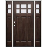 Craftsman 6-Lite Espresso Mahogany Prehung Wood Door Unit with Sidelites #3306