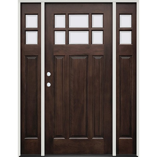 Craftsman 6-Lite Espresso Mahogany Prehung Wood Door Unit with Sidelites #3306