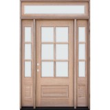 6-Lite Low-E Mahogany Prehung Wood Door Unit with Sidelites and Beveled Transom