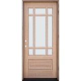 9-Lite Prairie Low-E Unfinished Mahogany Wood Door Unit