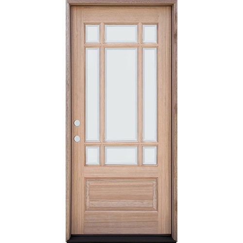 9-Lite Prairie Low-E Unfinished Mahogany Wood Door Unit