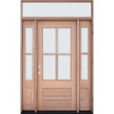 4-Lite Low-E Mahogany Prehung Wood Door Unit with Sidelites and Transom