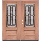 3/4 Lite Mahogany Wood Double Door Unit #277