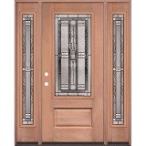 3/4 Lite Mahogany Wood Door Unit with Sidelites #277