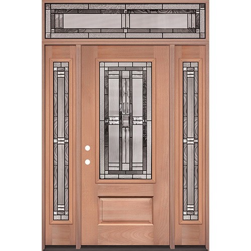 3/4 Lite Mahogany Wood Door Unit with Transom #277