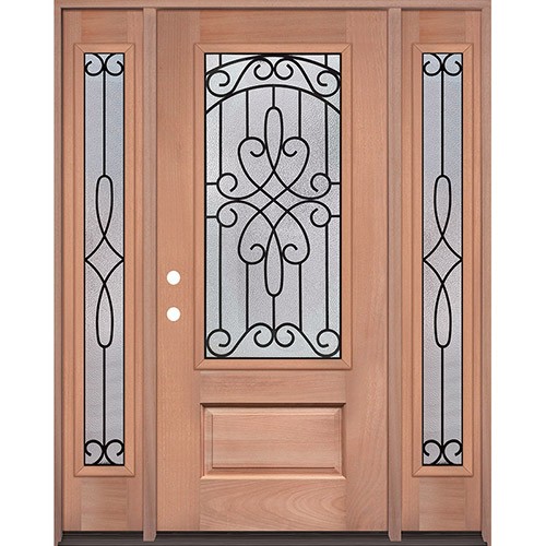 3/4 Lite Mahogany Wood Door Unit with Sidelites #279 3/4 Lite Mahogany Wood Door Unit with Sidelites #279