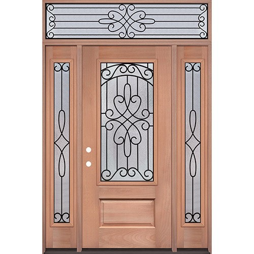3/4 Lite Mahogany Wood Door Unit with Transom #279