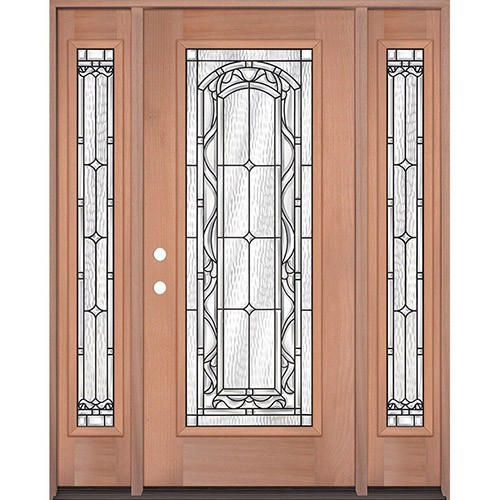 Full Lite Mahogany Wood Door Unit with Sidelites #292 Full Lite Mahogany Wood Door Unit with Sidelites #292