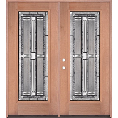 Full Lite Mahogany Wood Double Door Unit #297 Full Lite Mahogany Wood Double Door Unit #297