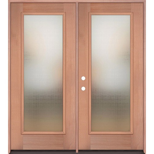 Privacy Glass Full Lite Mahogany Prehung Double Wood Door Unit Privacy Glass Full Lite Mahogany Prehung Double Wood Door Unit