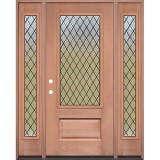 Diamond Granite 3/4 Lite Mahogany Prehung Wood Door Unit with Sidelites #UM373