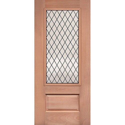 Diamond 3/4 Lite Mahogany Wood Door Slab #374