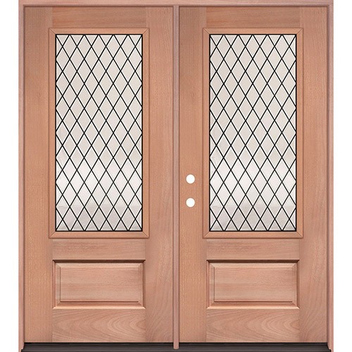 Diamond 3/4 Lite Mahogany Prehung Double Wood Door Unit #UM374 Diamond 3/4 Lite Mahogany Prehung Double Wood Door Unit #UM374