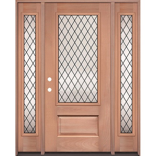 Diamond 3/4 Lite Mahogany Prehung Wood Door Unit with Sidelites #UM374 Diamond 3/4 Lite Mahogany Prehung Wood Door Unit with Sidelites #UM374