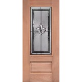 Fleur-de-lis 3/4 Lite Mahogany Wood Door Slab #48