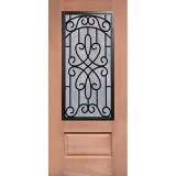 3/4 Iron Grille Mahogany Wood Door Slab #62