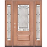 3/4 Lite Mahogany Wood Door Unit with Sidelites #67
