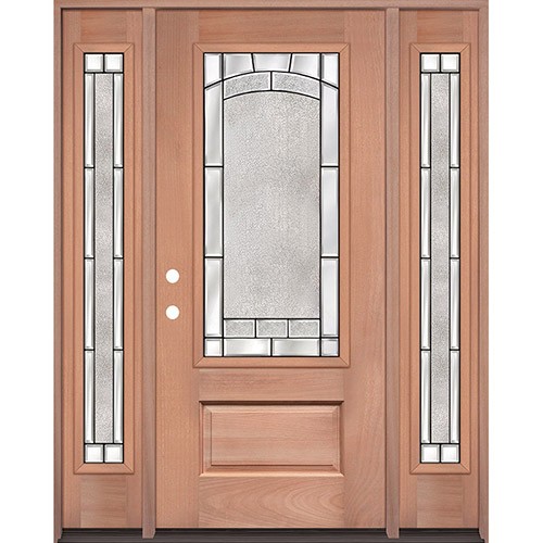 3/4 Lite Mahogany Wood Door Unit with Sidelites #67 3/4 Lite Mahogany Wood Door Unit with Sidelites #67