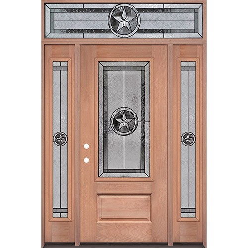 Texas Star 3/4 Lite Mahogany Wood Door Unit with Transom #70