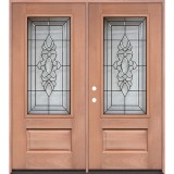 3/4 Lite Mahogany Prehung Double Wood Door Unit #UM73