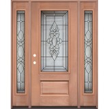 3/4 Lite Mahogany Prehung Wood Door Unit with Sidelites #UM73