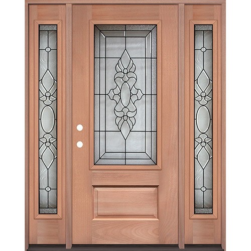 3/4 Lite Mahogany Prehung Wood Door Unit with Sidelites #UM73 3/4 Lite Mahogany Prehung Wood Door Unit with Sidelites #UM73