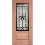 3/4 Iron Grille Texas Star Mahogany Wood Door Slab #75