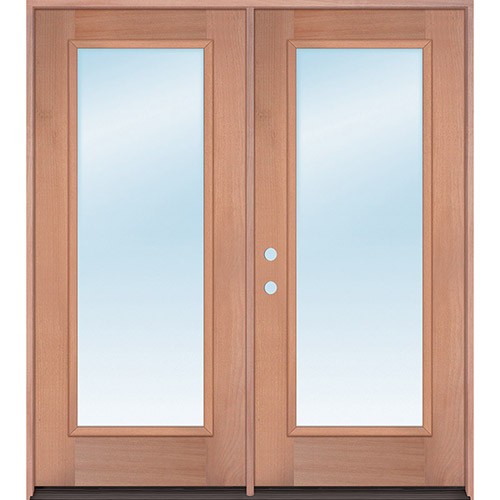 Full Lite Low-E Mahogany Prehung Wood Double Door Patio Unit