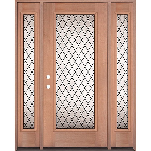 Diamond Full Lite Mahogany Wood Door Unit with Sidelites #394 Diamond Full Lite Mahogany Wood Door Unit with Sidelites #394
