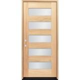 Modern 5-Lite Unfinished Mahogany Wood Door Unit