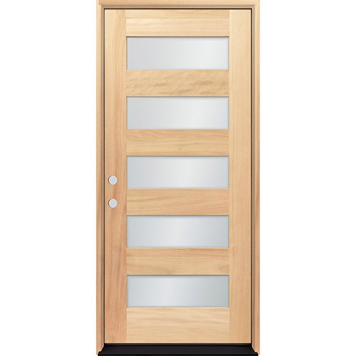 Modern 5-Lite Unfinished Mahogany Wood Door Unit