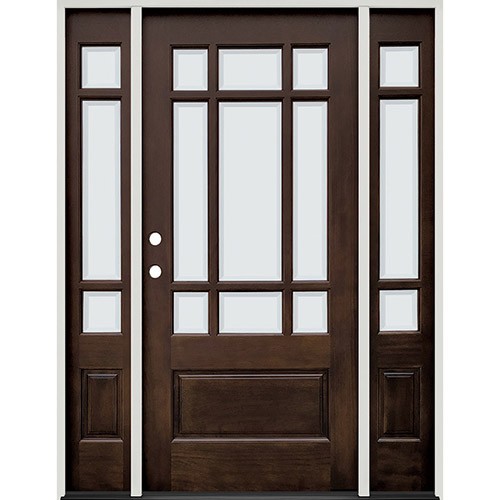 9-Lite Prairie Low-E Espresso Mahogany Prehung Wood Door Unit with Sidelites #EM32 9-Lite Prairie Low-E Espresso Mahogany Prehung Wood Door Unit with Sidelites #EM32