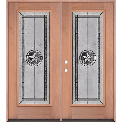 Texas Star Full Lite Mahogany Wood Double Door Unit #90