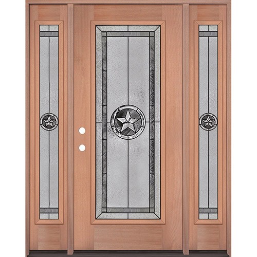 Texas Star Full Lite Mahogany Wood Door Unit with Sidelites #90 Texas Star Full Lite Mahogany Wood Door Unit with Sidelites #90