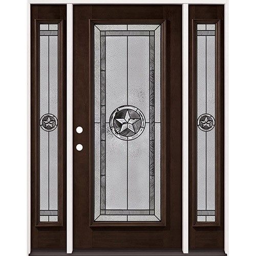 Texas Star Full Lite Espresso Mahogany Prehung Wood Door Unit with Sidelites #90