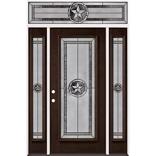 Texas Star Full Lite Espresso Mahogany Prehung Wood Door Unit with Transom #90