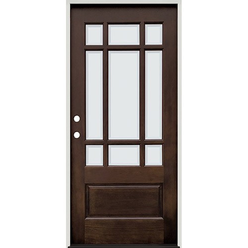 9-Lite Prairie Low-E Espresso Mahogany Prehung Wood Door Unit #EM32
