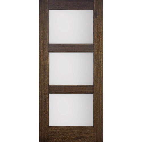 Hamilton Modern 3-Lite Mahogany Wood Door Slab