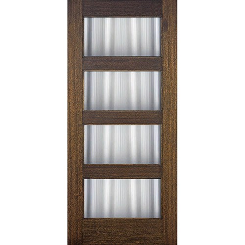 Hamilton Modern 4-Lite Mahogany Wood Door Slab