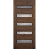 Hamilton Modern 5-Lite Mahogany Wood Door Slab