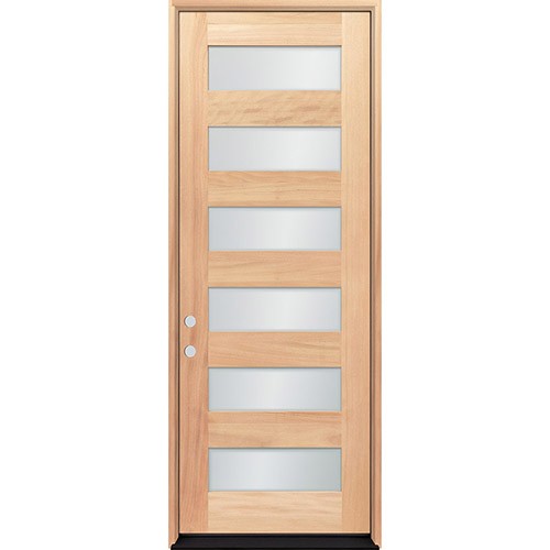 8'0" Tall Modern 6-Lite Unfinished Mahogany Wood Door Unit