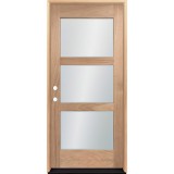 Modern 3-Lite Unfinished Mahogany Wood Door Unit