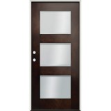 Modern 3-Lite Espresso Mahogany Prehung Wood Door Unit #EM303
