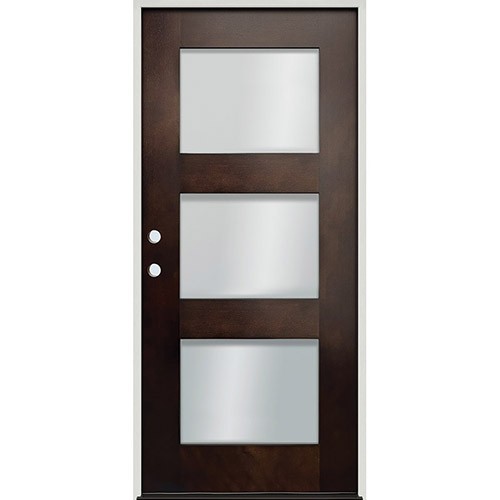 Modern 3-Lite Espresso Mahogany Prehung Wood Door Unit #EM303 Modern 3-Lite Espresso Mahogany Prehung Wood Door Unit #EM303