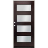 Modern 4-Lite Espresso Mahogany Prehung Wood Door Unit #EM304