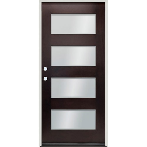 Modern 4-Lite Espresso Mahogany Prehung Wood Door Unit #EM304 Modern 4-Lite Espresso Mahogany Prehung Wood Door Unit #EM304