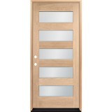 Modern 5-Lite Unfinished Oak Wood Door Unit